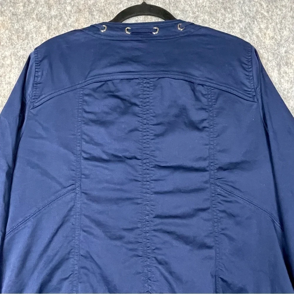 Chicos Navy Blue Nautical Stylish Lightweight Utility Zip Up Jacket - Sz 12/L